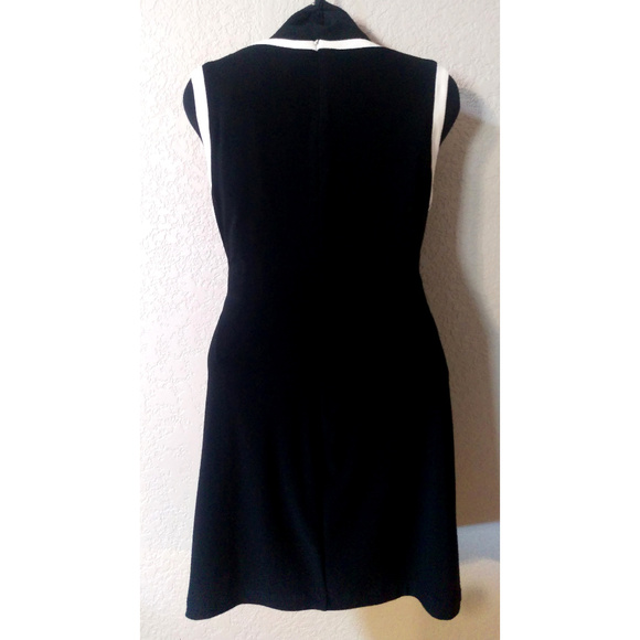 EUC Black and cream bodycon LBD dress 14 - Picture 4 of 7